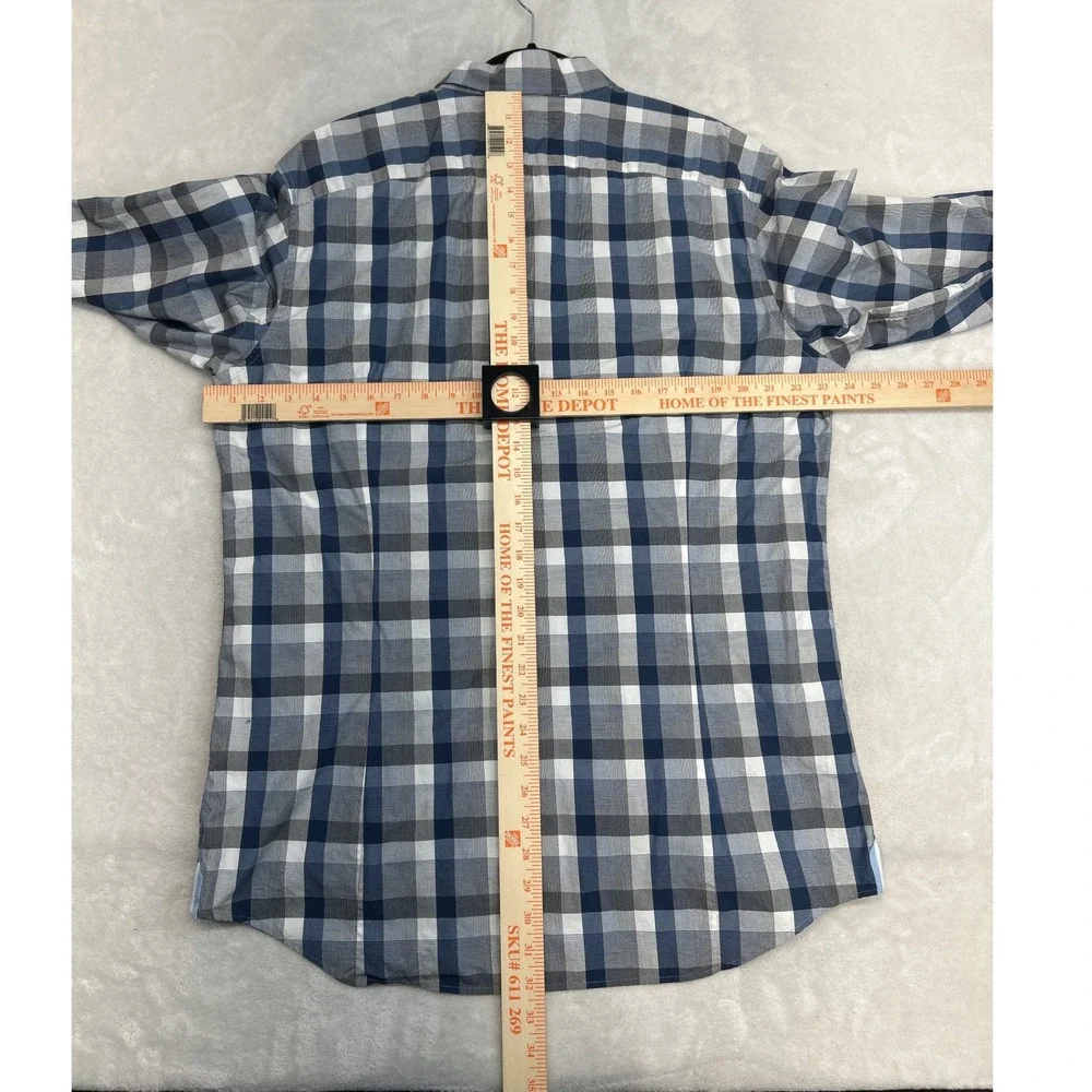Banana Republic Button Down Shirt Mens XL Blue Plaid Grant Fit Supima Cotton